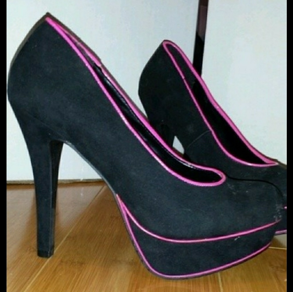 Neon pink trim heels